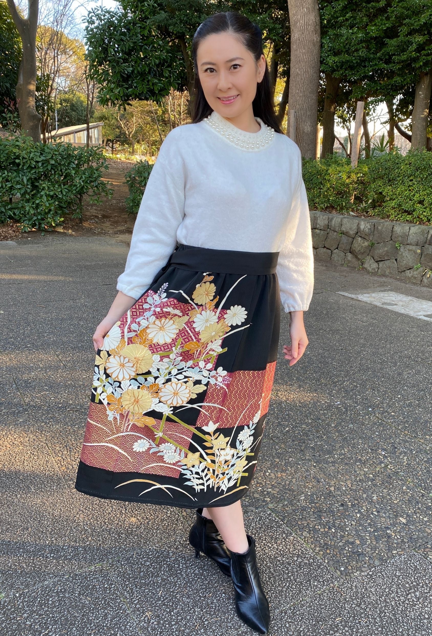 Embroidery Pattern Kimono Bag-Japanese handmade, kimono remake