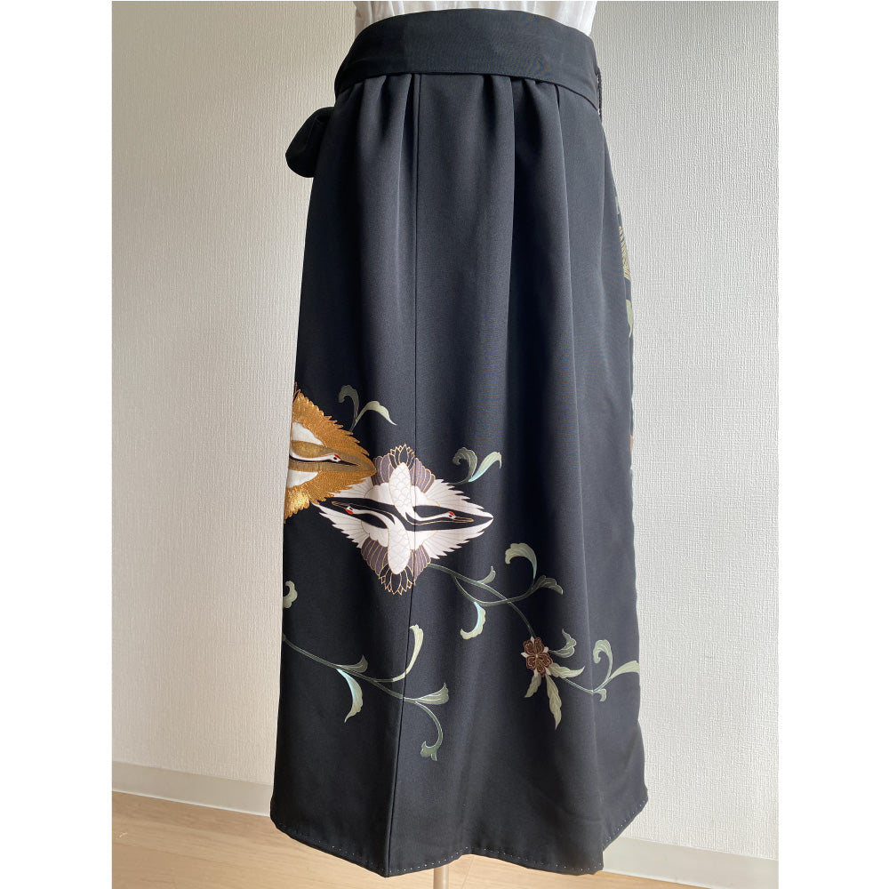 Kimono jupe en soie, fabriquée à la main, recyclée, grue