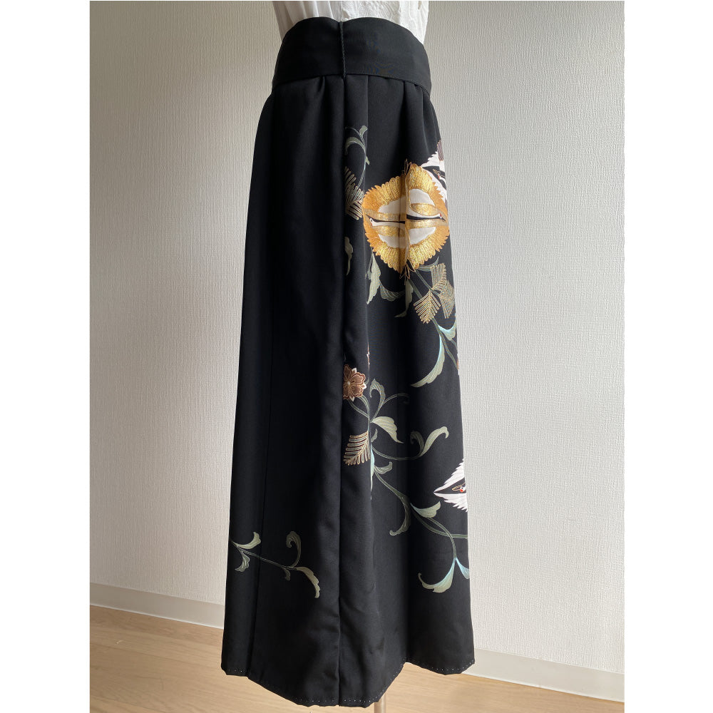 Kimono jupe en soie, fabriquée à la main, recyclée, grue