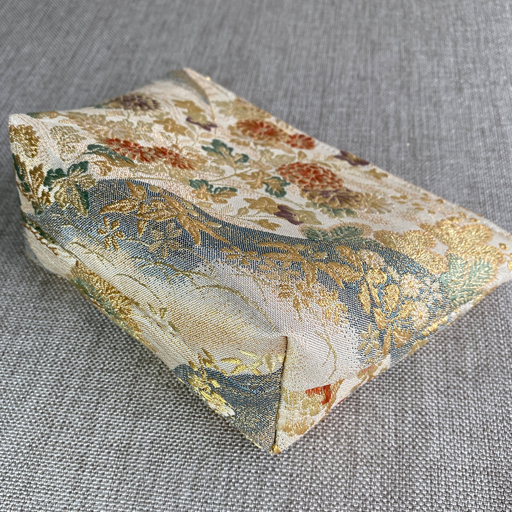 Pochette Obi en soie, fabriquée à la main, recyclée, chrysanthème
